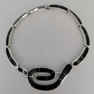 Modern necklace in silver and onyx from Mexico