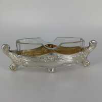 Art Nouveau cellars Set in Silver with Crystal Glass