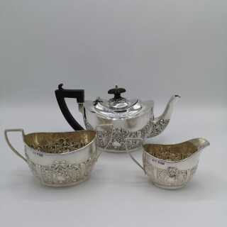 3 Piece Victorian Solid Silver Tea Set from Sheffield 1897
