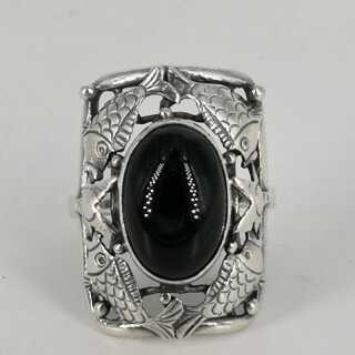 Beautiful ladies ring in silver with large amber Georg Kramer Fischlandschmuck