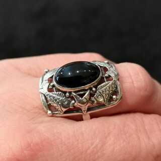 Beautiful ladies ring in silver with large amber Georg Kramer Fischlandschmuck