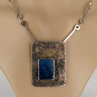 Vintage Modernism Necklace in Silver with Lapis Lazuli