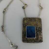 Vintage Modernism Necklace in Silver with Lapis Lazuli