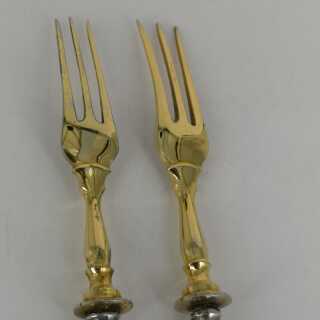 Art Nouveau Serving Forks in Gilt Silver around 1900