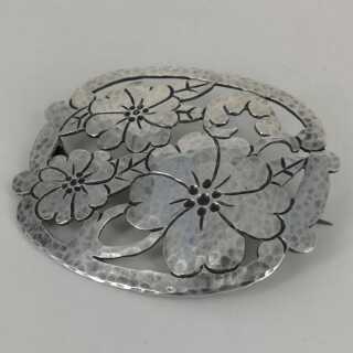 Extraordinary floral designer brooch in silver around 1950/60