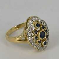 Attractive Entourage Ring in Gold with Sapphires and Diamonds