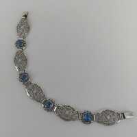 Vintage Damen Armband in Silber in Filigrantechnik und Glassteinen