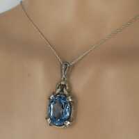 Technical College Idar-Oberstein Art Deco Pendant in Silver with synth. Blue topaz