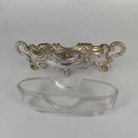 Set of 3 Saliers in Silver with Transparent Crystal Glass around 1935