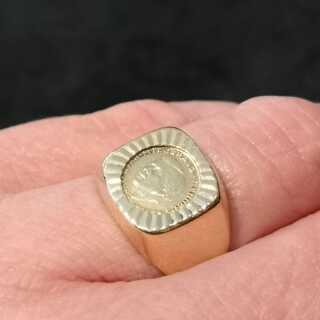 Vintage Mens Ring in Gold with Kennedy Memorial Coin