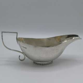 Elegant Art Deco Gravy Boat in Hammered Solid Silver from 1930