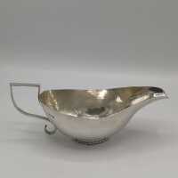 Elegant Art Deco Gravy Boat in Hammered Solid Silver from...