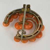 Art Nouveau Brooch in Doublé Golld and Coral Pearls