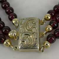 Antique garnet bracelet with handmade pin clasp