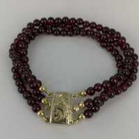 Antique garnet bracelet with handmade pin clasp