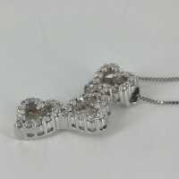 Handmade heart pendant with diamonds and chain in white gold