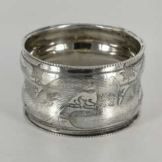 Biedermeier Napkin Ring in Silver around 1820 with Fine Engravings