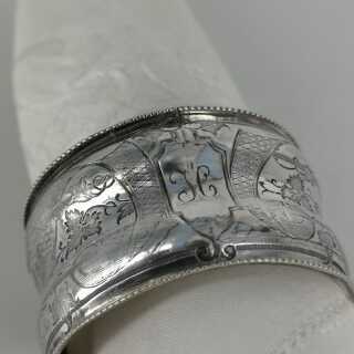 Biedermeier Napkin Ring in Silver around 1820 with Fine Engravings