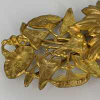 Jugendstil Charivari Trachten Klammer um 1900 in vergoldeter Bronze