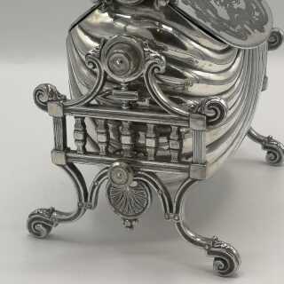 Victorian Silver Plated Double Opening Biscuit Box circa 1890