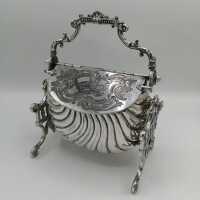 Victorian Silver Plated Double Opening Biscuit Box circa...