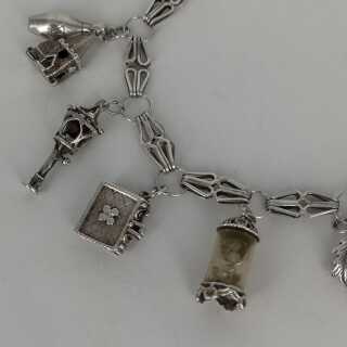 Vintage 1930/50's Automade Sterling Silver Charm Bracelet W/ 24 Sterling  Charms