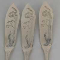 Hugo Leven Art Nouveau Fish Cutlery in Silver for Six Persons