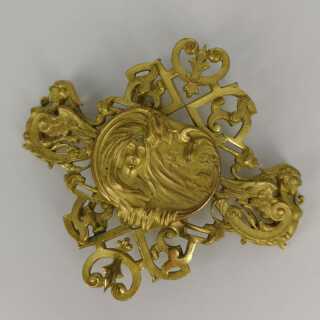 Large Belt Buckle in Bronze from the Early Art Nouveau around 1880