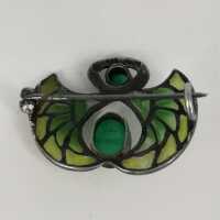 Art Nouveau Brooch by Levinger & Bissinger in Silver with Window Enamel