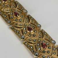Vintage bracelet in gold-plated silver with marcasites and tourmalines