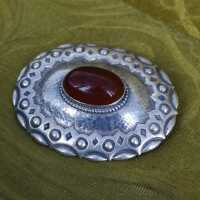 Antique Art Nouveau Silver Brooch with Carnelian probably...