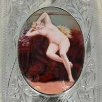 Art Nouveau Cigarette Case in Silver with Erotic Motif in...