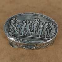 Antique Pill Box in Silver with Scene from Greek Mythology