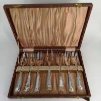 Vintage set with shell forks in original box from England