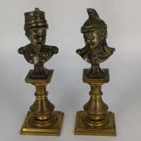 Antique children busts in bronze in uniforms from France...