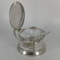 Vintage Parmesan Bowl in Silver and Glass Insert