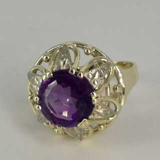 vintage Gold Ring mit Amethyst 1960er Jahre - annodazumal antikschmuck: vintage Ringe online kaufen