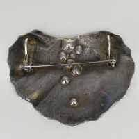 Vintage Leaf Brooch Pendant in Patinated Silver by Ehinger Schwarz