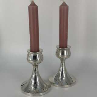 Schlichtes Paar Kerzenleuchter in Silber - Annodazumal Antikschmuck: Vintage Kerzenleuchter Paar in Silber online kaufen