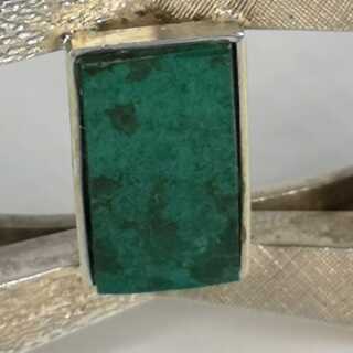 Designer silver and malachite bangle from the 1950s