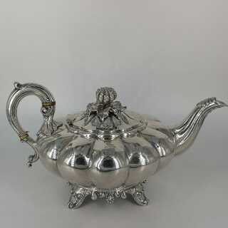 Antike Teekanne in Kürbisform - Annodazumal Antikschmuck: Teekanne Silber online kaufen