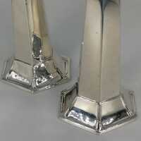 Pair of Early Art Deco Square Candlesticks in Silver from 1913