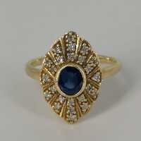 Art Deco Ring mit Saphir und Diamanten - Annodazumal...