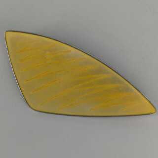 Designer Brooch in Silver and Yellow Enamel from the 1950s