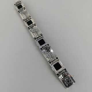 Art Deco bracelet in silver with onyx and marcasites