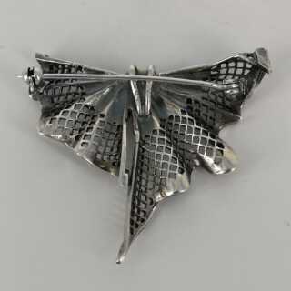 Art Deco Cloth Brooch or Pendant in Silver with Marcasites