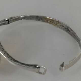 Vintage Silver Bangle with Large Honey Coloured Amber