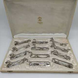Set of 12 Art Deco Knife Banks with Hunting Motifs 