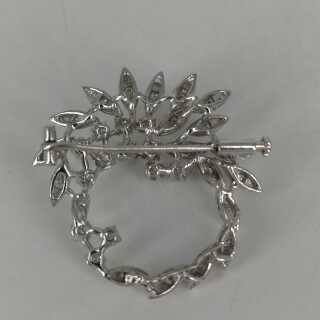 High Quality Diamond Brooch Wreath of Flowers in White Gold