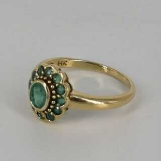Vintage Ring in Gold mit Smaragd - Annodazumal Antikschmuck:Smaragdring in Gold online kaufen
